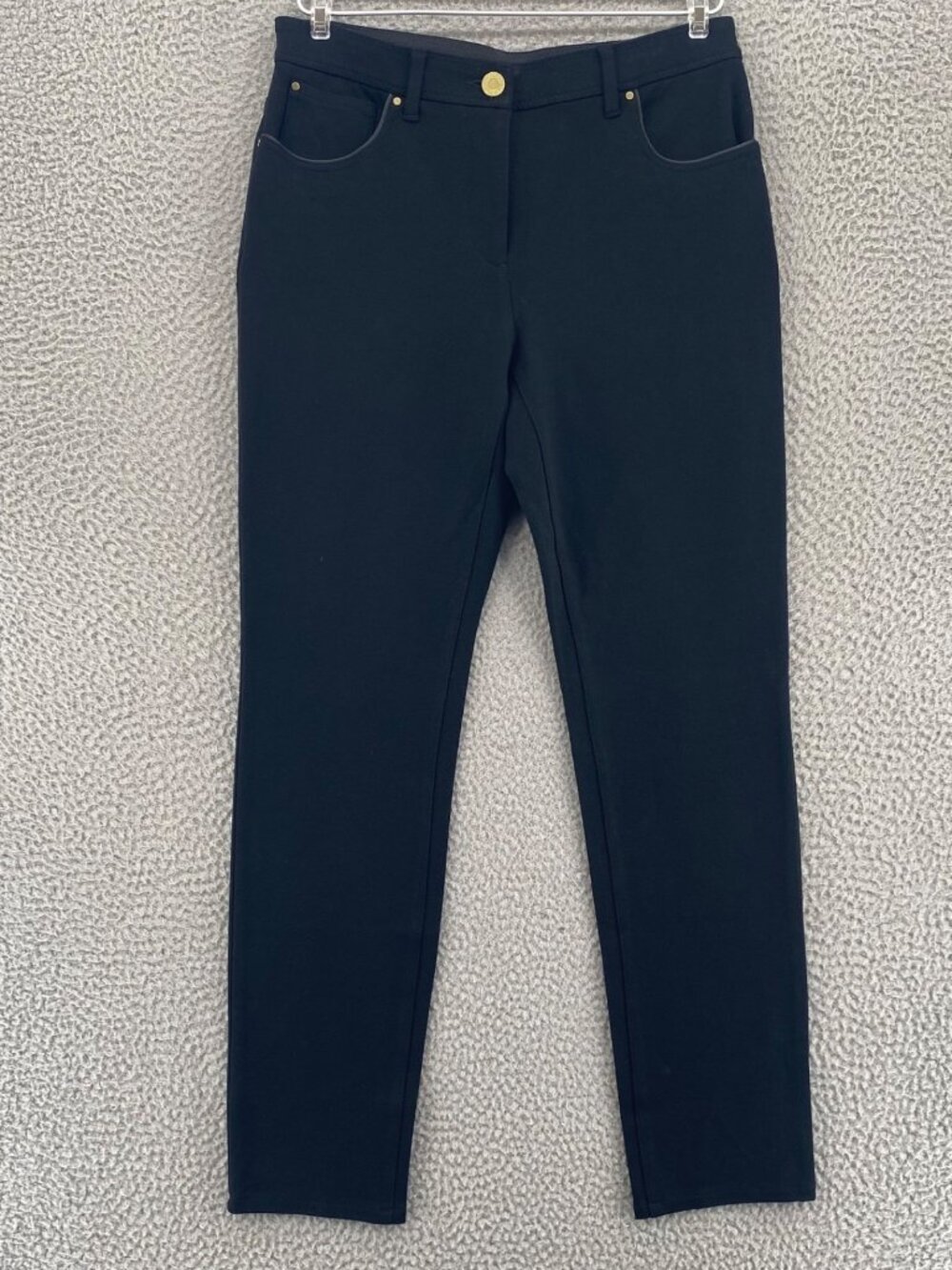Chicos Jeans Womens 0.5 US 6 Black Ponte Knit So Slimming Skinny Pocket Mid Rise